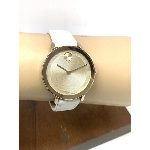 Movado Women\'s Watch 3601101 Bold Swiss Quartz Rose Gold White Leather Band 34mm main image 11